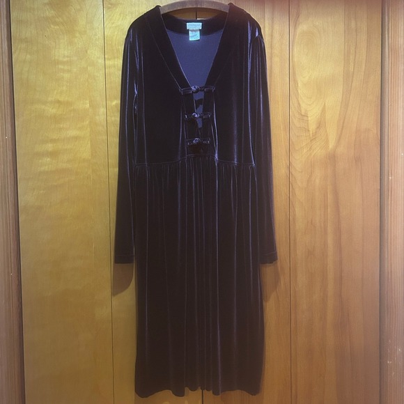 Coldwater Creek Dresses & Skirts - Coldwater Creek Dress Womens XL Dark Purple Velvet Maxi‎ Whimsigoth Goth Witchy